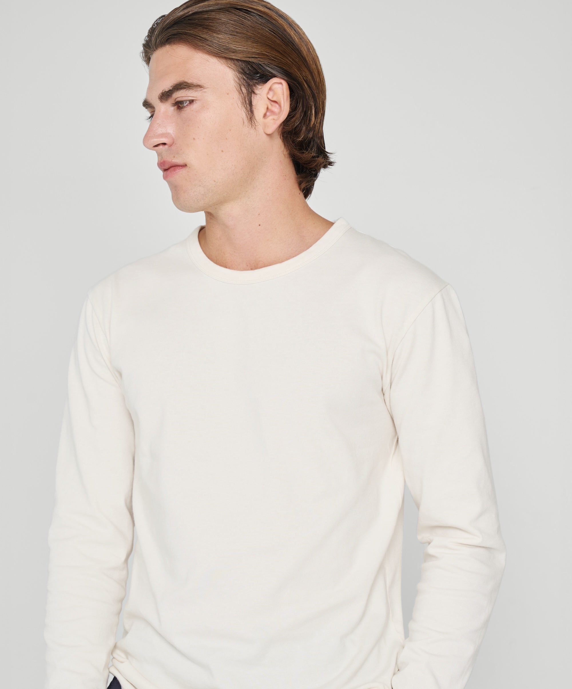 Longsleeve Off-White T-Shirt for Men 235GSM Organic Cotton