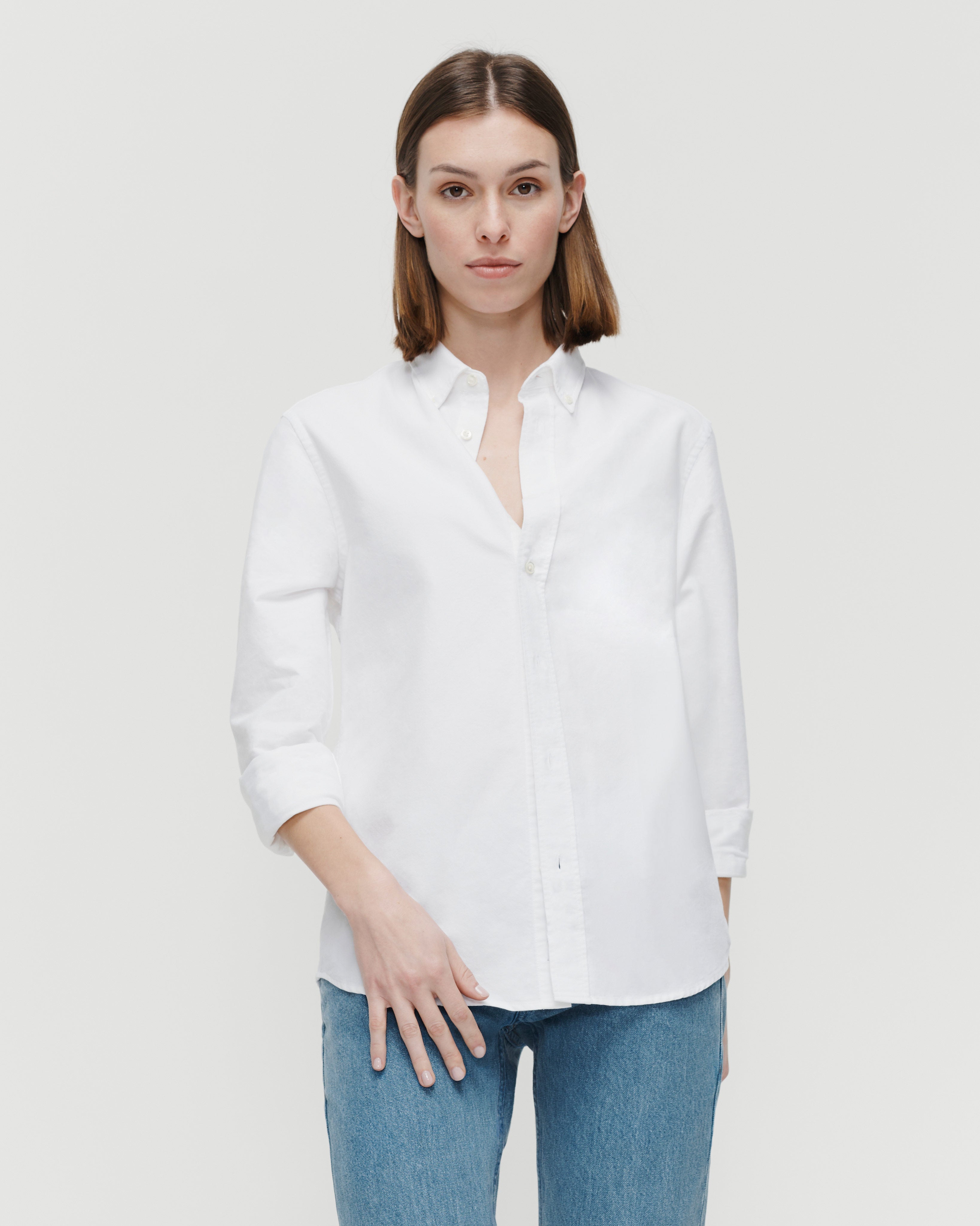 Oversize White Oxford Shirt for Women 100 Organic Cotton