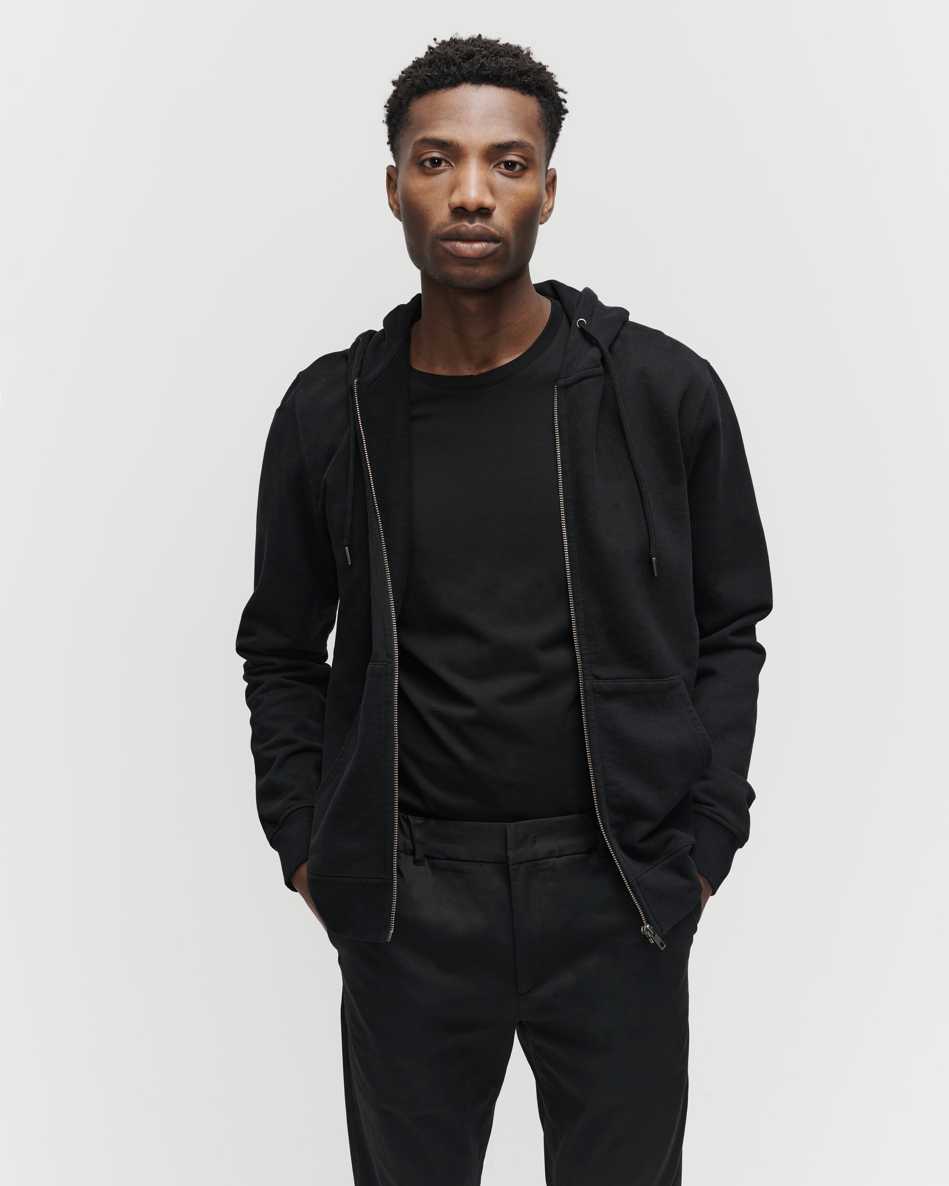 The Zip Hoodie Washed Black