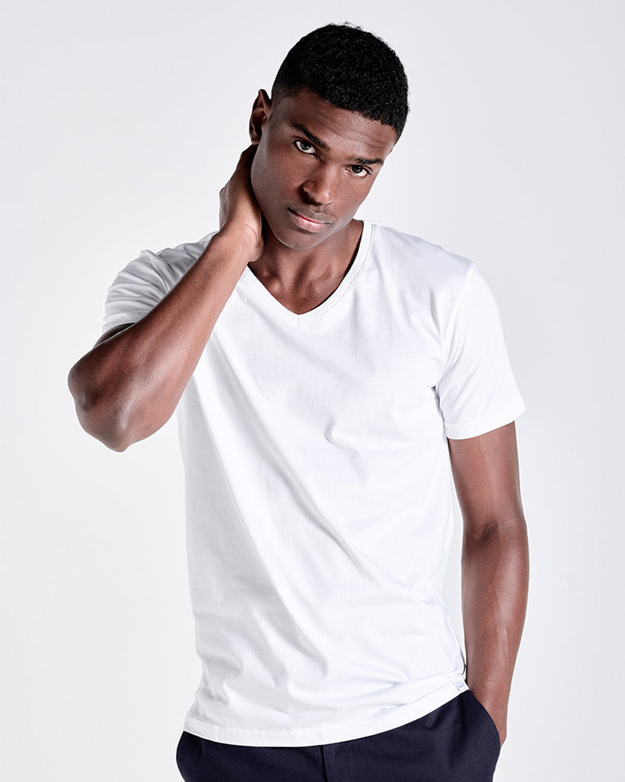 White V Neck T Shirt for Men Premium 185GSM Cotton