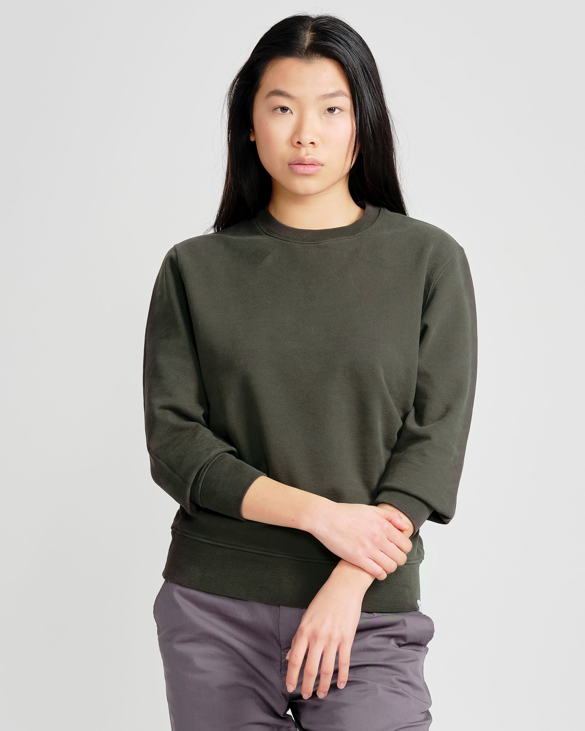 Dark green crew neck sweatshirt 2024 womens