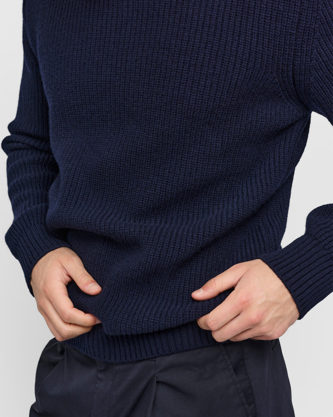 Navy Wool Heavy Sweater | Merino Wool Jumper for Men