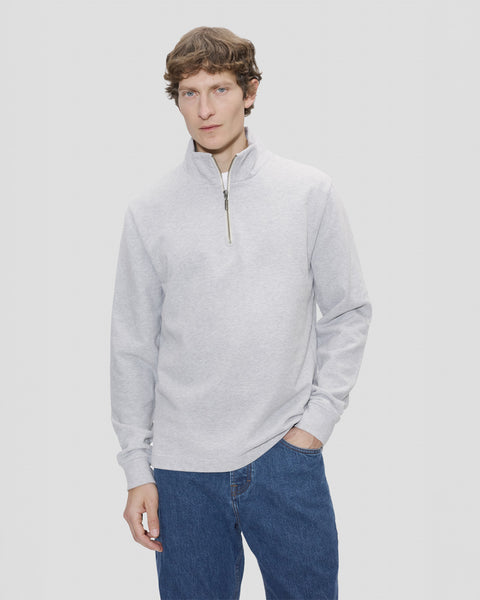 Grey Half-Zip Sweater Men | 400 GSM Organic Cotton
