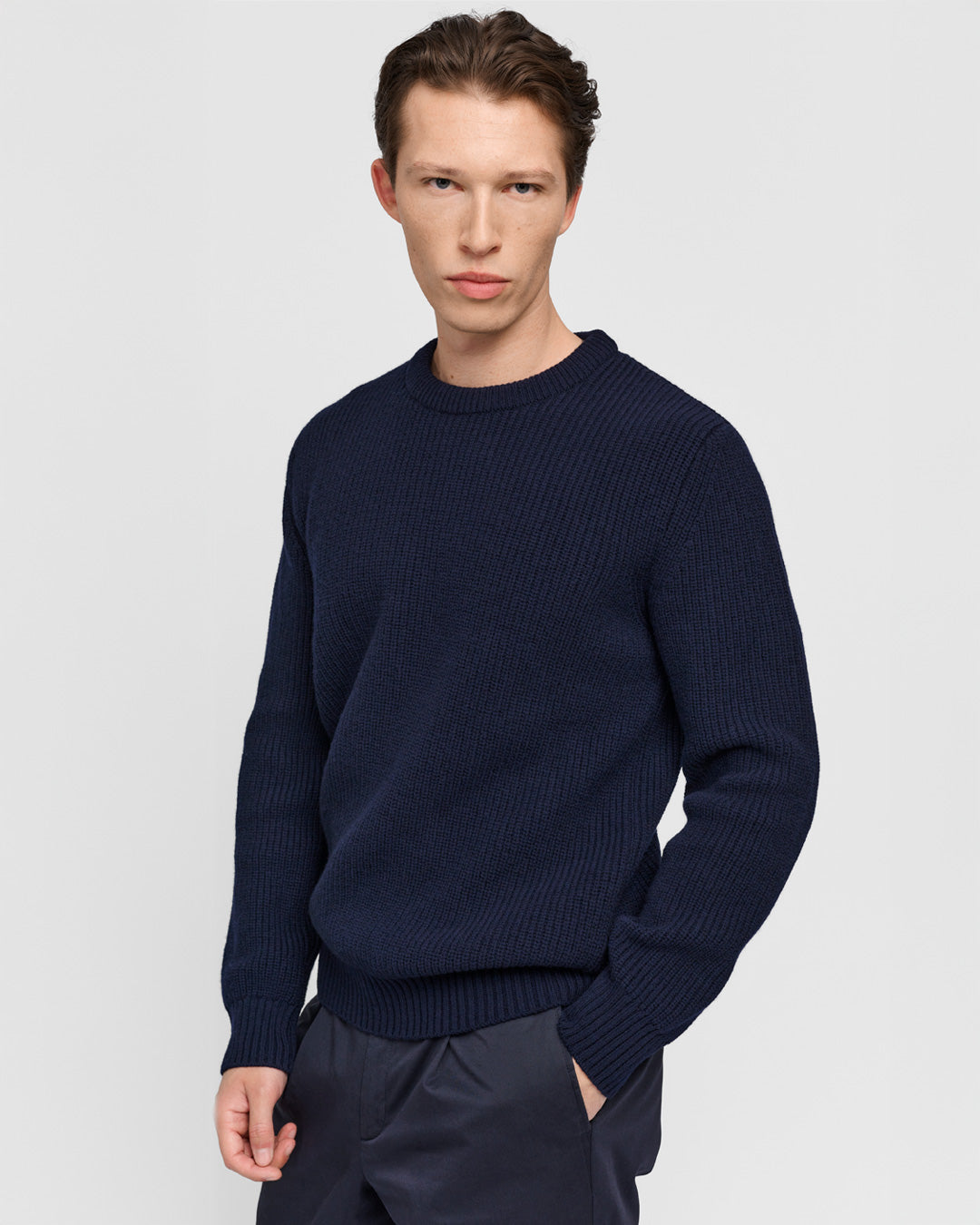 Navy Wool Heavy Sweater | Merino Wool Jumper for Men