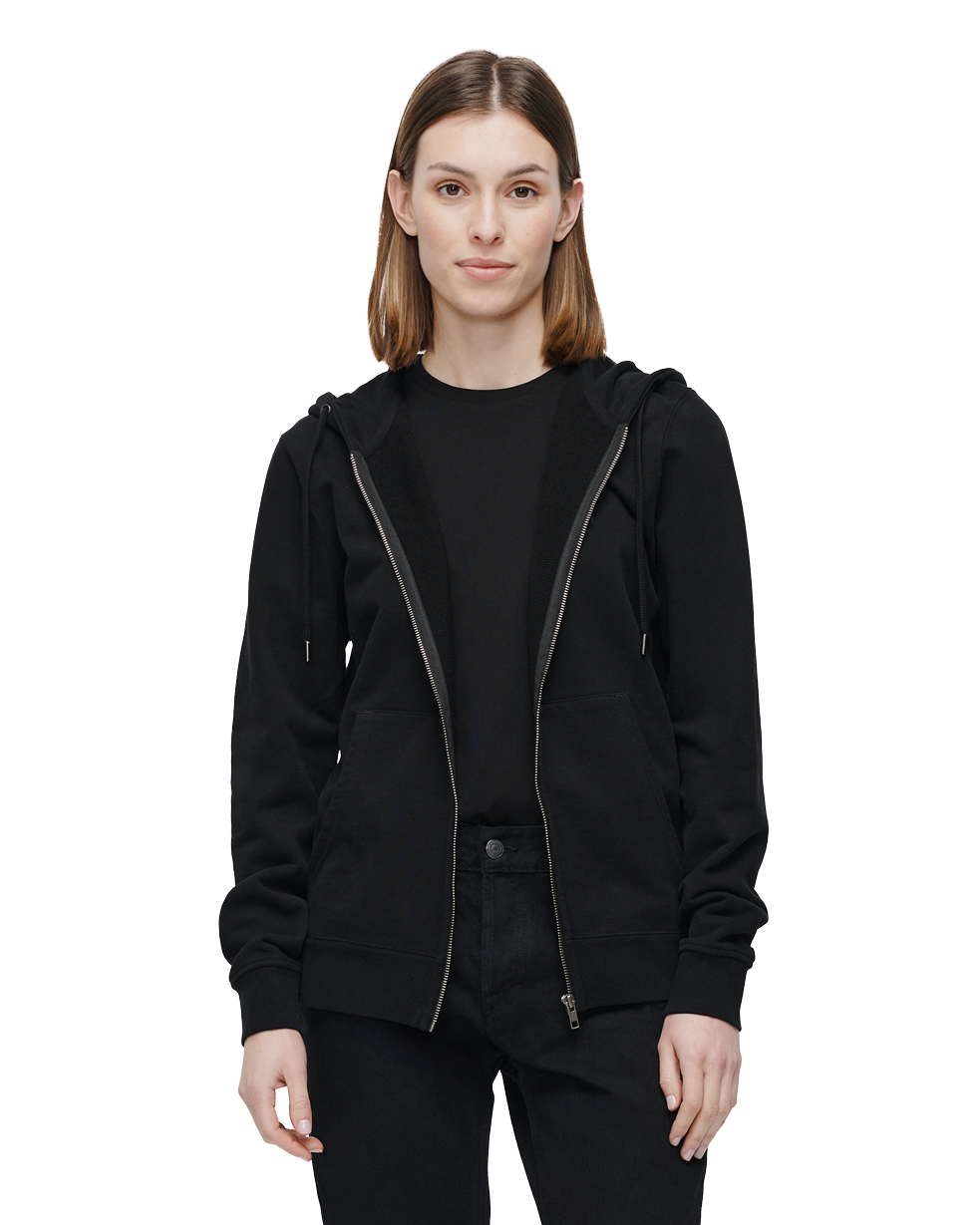 The Black Zip Hoodie for Women | 400GSM Organic Cotton
