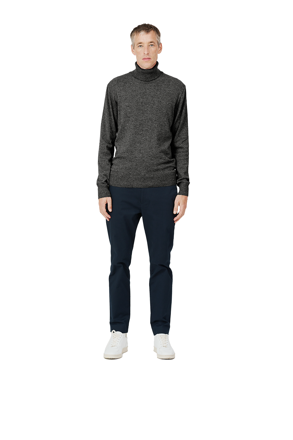 The Grey Roll-Neck Sweater for Men Merino Wool Jumper for Men