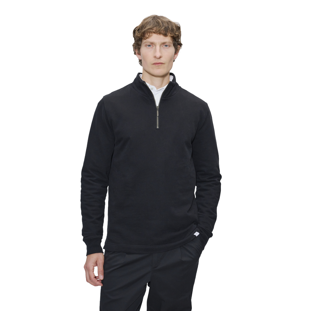 Black Half-Zip Sweater | 400 GSM Organic Cotton