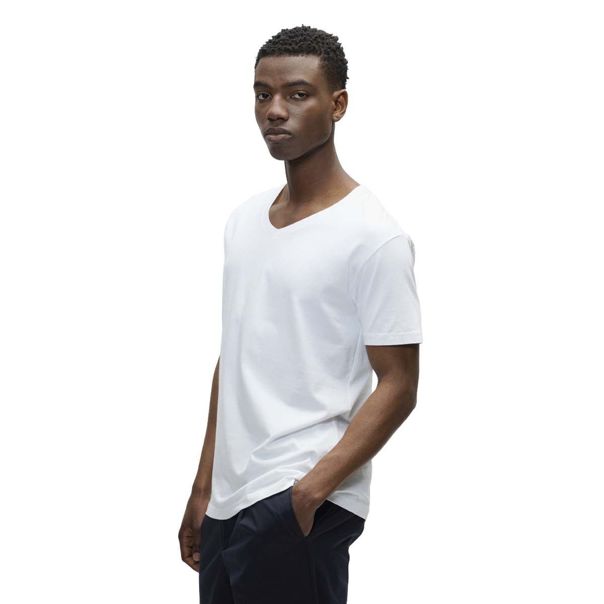 White V Neck T Shirt for Men | Premium 185GSM Cotton