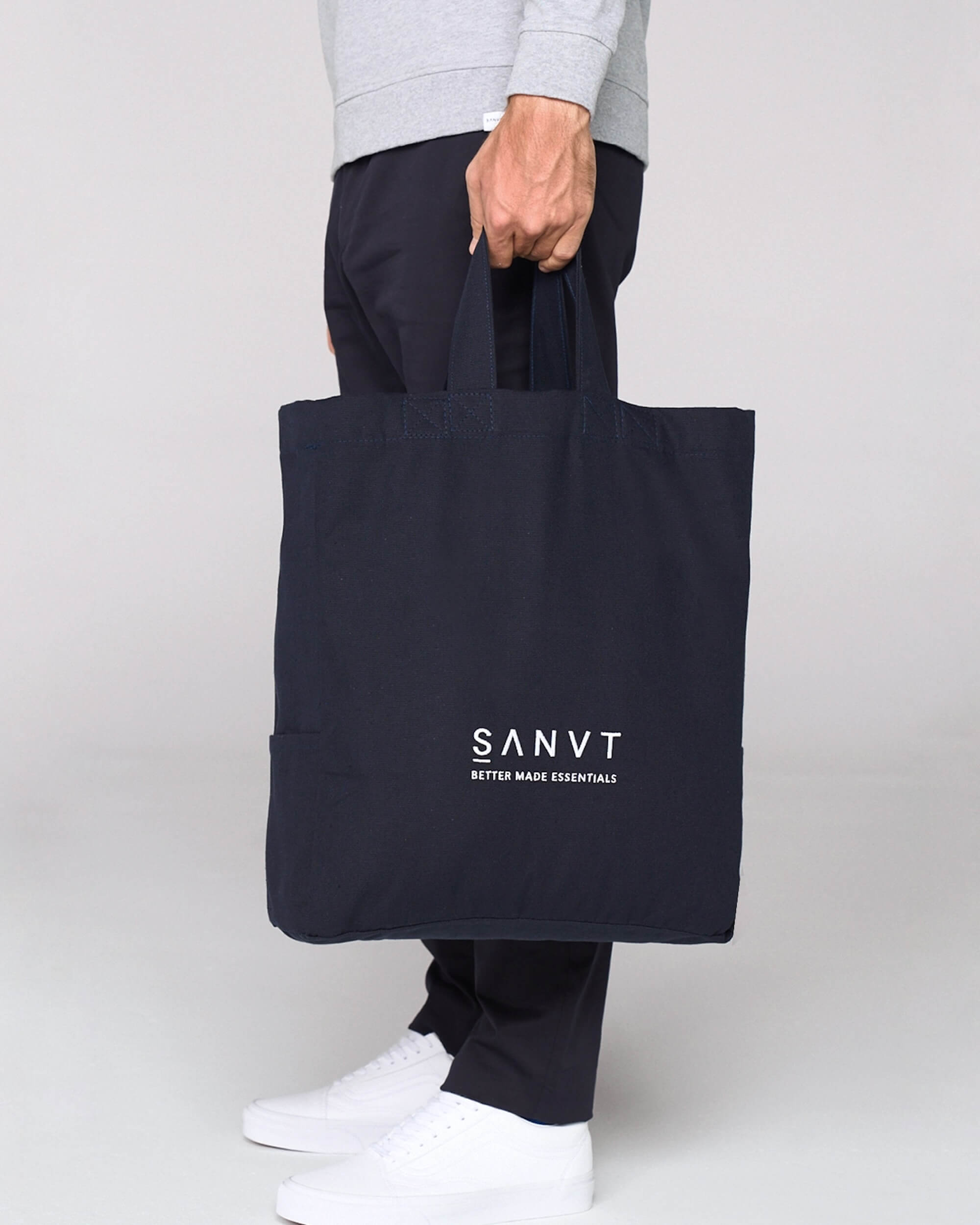100% Organic Cotton Premium Canvas Tote Bag in Navy | SANVT