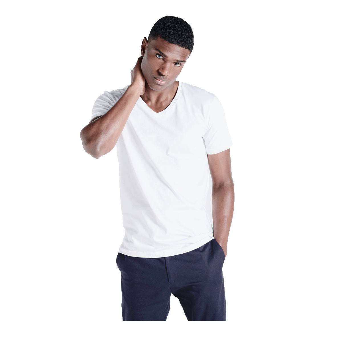 White V Neck T Shirt for Men | Premium 185GSM Cotton