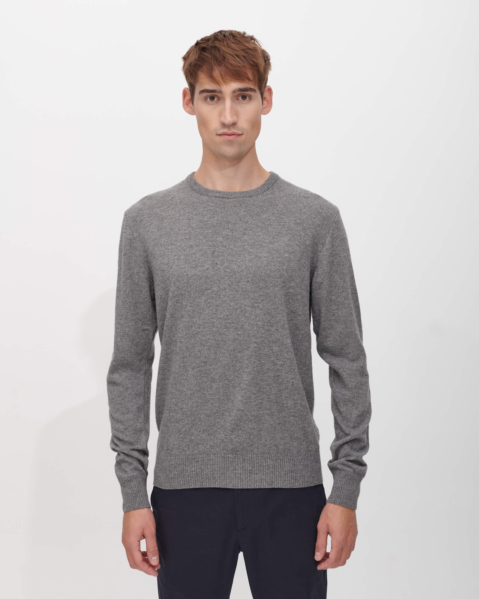 The Wool Sweater in Grey Melange | Cashmere-Blend Jumper for Men