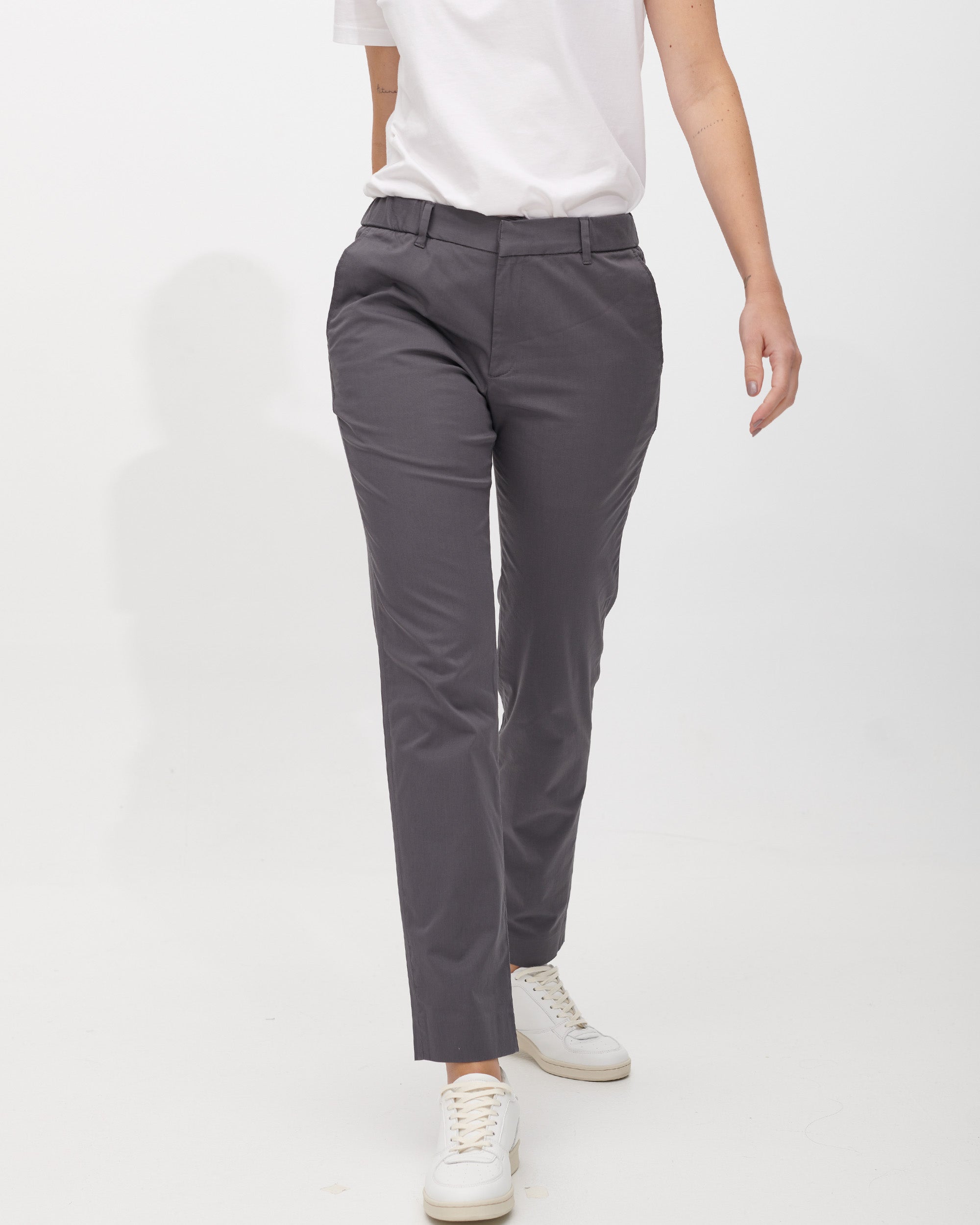 The Boyfriend Chino in Grey | Stretch Cotton Chino Trouser for Women