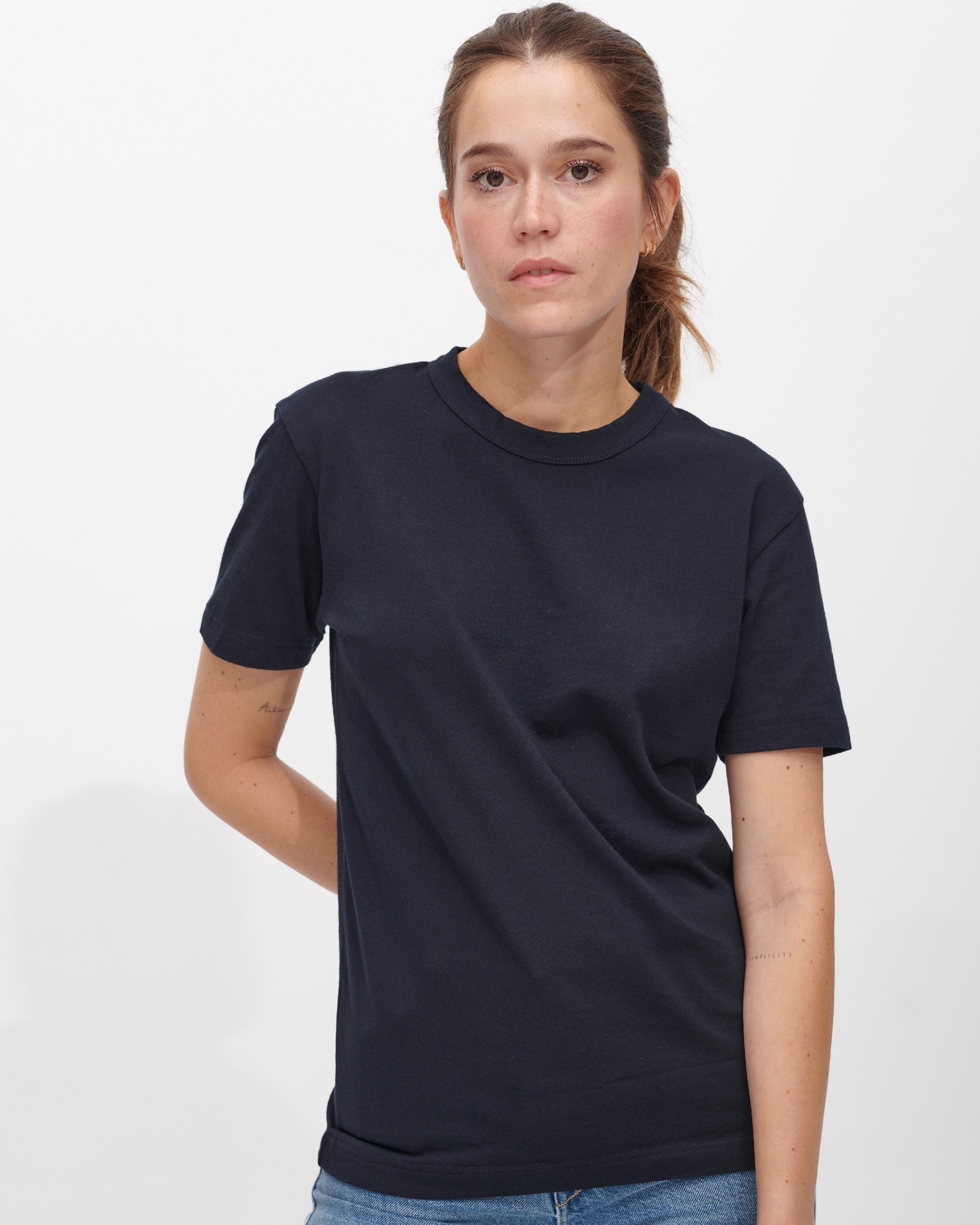 Heavyweight Navy Blue T-Shirt for Women | 235GSM Cotton
