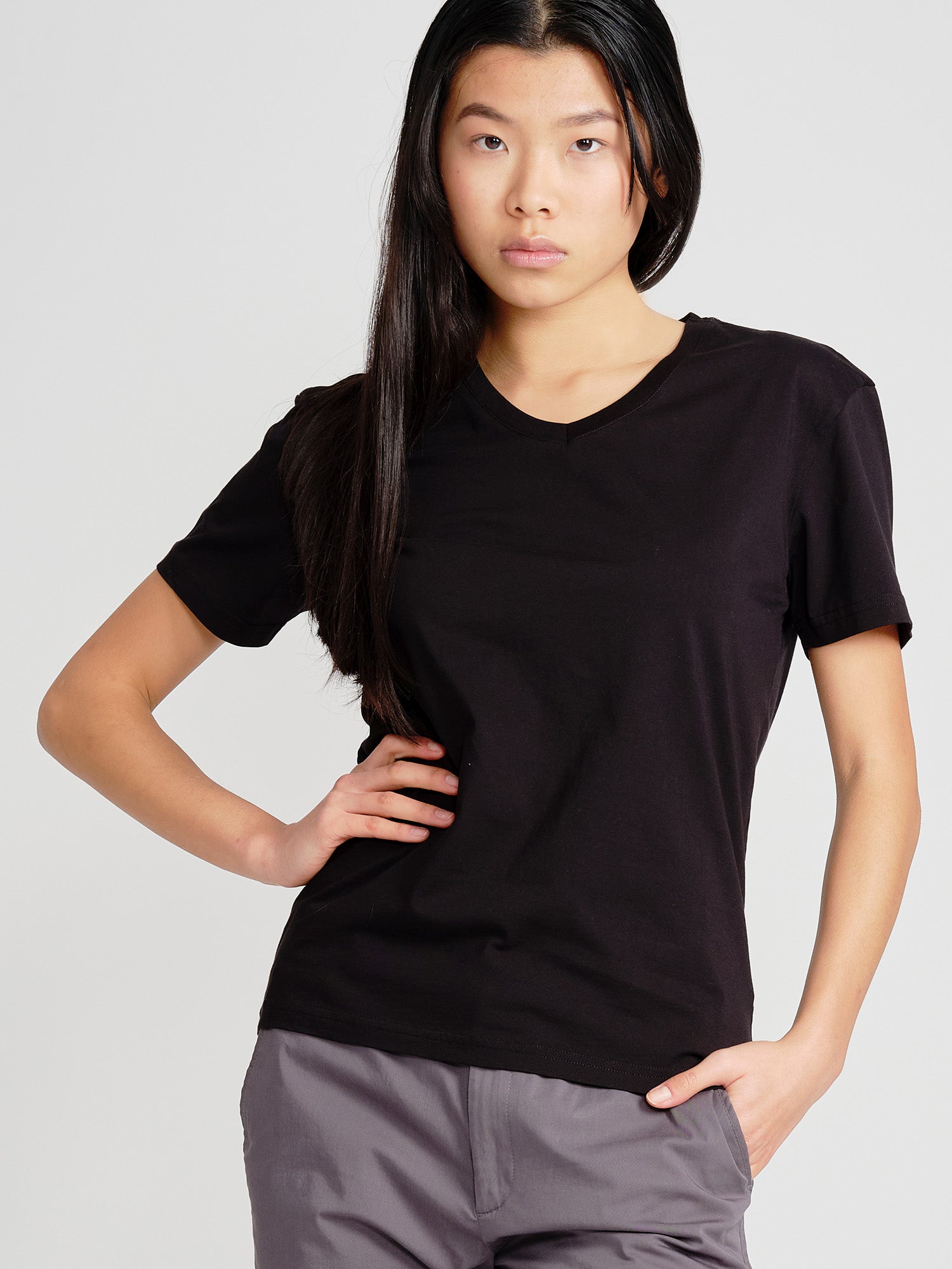 Black V Neck T Shirt for Women | 100% Premium Cotton